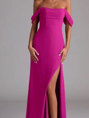 Azazie Saige in Fuchsia Chiffon